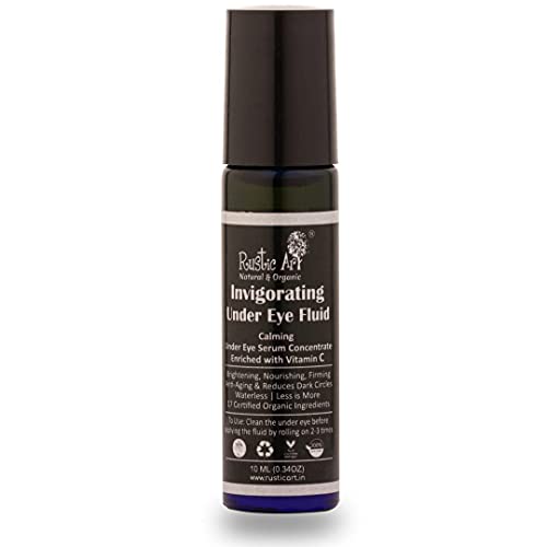 Rustic Art Organic Vitamin C Under Eye Serum  Reduce Dark Cirles Puffiness Fine Lines  Wrinkles  Carrot Oil  Almond Oil and other 15 Actives  10 ml