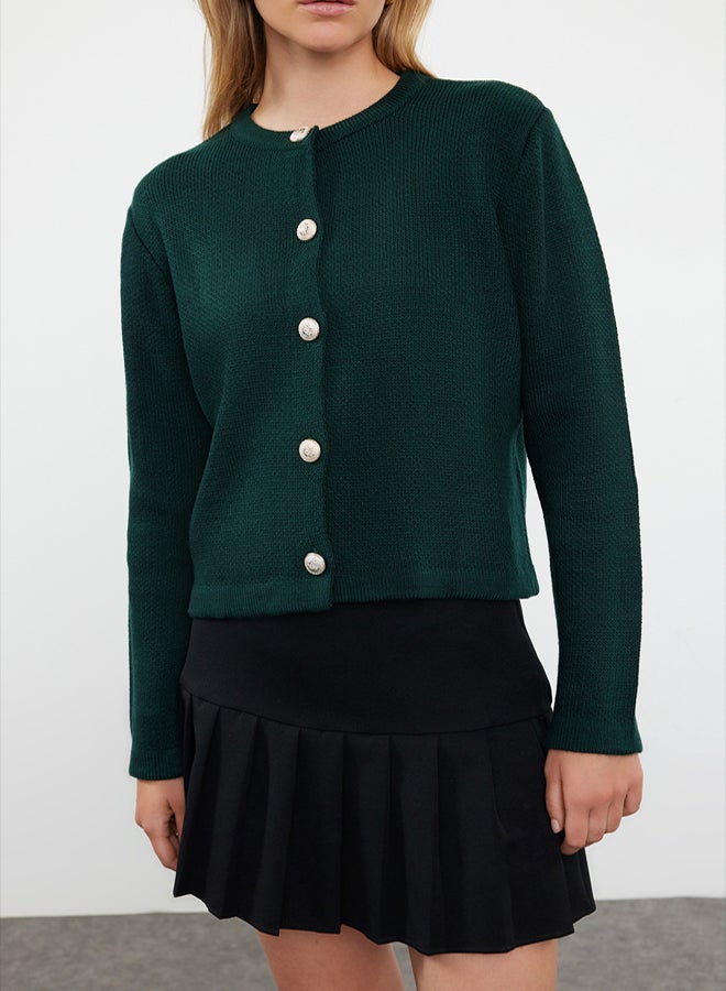 trendyol Emerald Green Knitwear Cardigan  Jacket Look, - Image 3