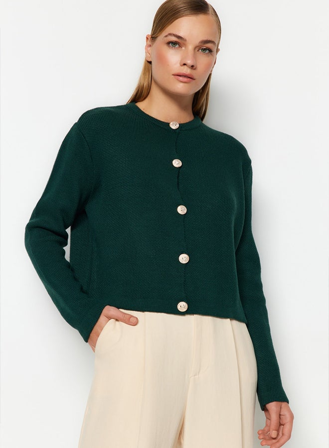 trendyol Emerald Green Knitwear Cardigan  Jacket Look, - Image 5