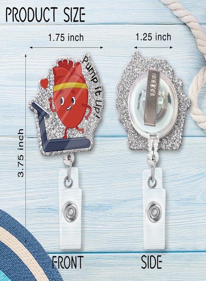 ZBBFSCSB Pump It Up Funny Glitter Badge Scroll Retractable, Cute Heart Badge Holder for Doctor, Christmas Birthday Gift for Nurse Cardiology Physician Catheterization Laboratory MD RN - Image 2
