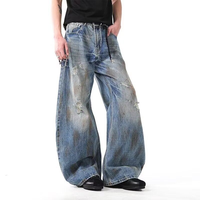 Unisex Classic Denim Jeans Loose Fit Daily Outdoor Wear - Image 1