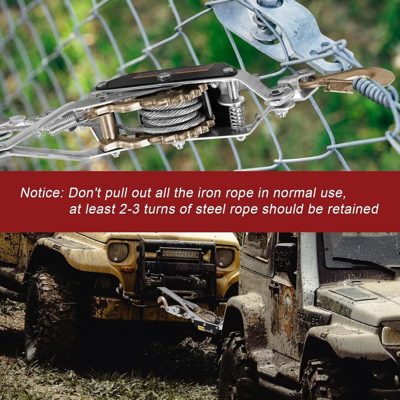 BIG RED T32052 Torin Come Along Winch, 2 Ton (4,000 lbs) Pulling Capacity, 11ft Steel Cable,2 Hooks, Heavy Duty Power Puller Tool with Dual Gears,Hand Winch Cable, Automotive Hoist Winch Puller,Black - Image 2