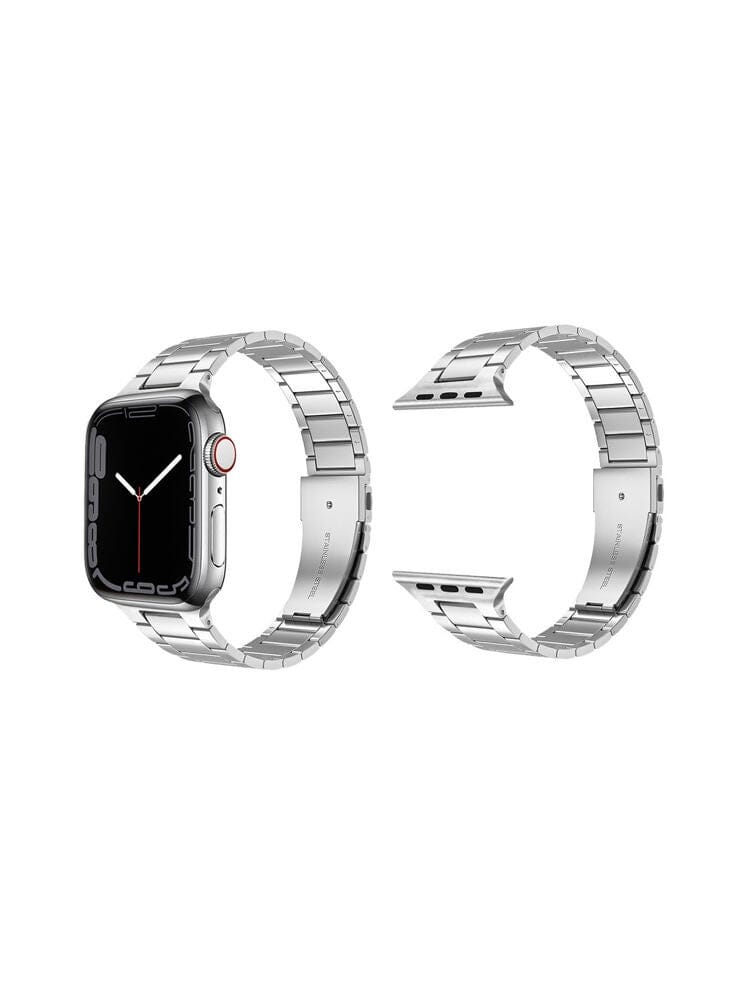 Stainless Steel Slim Triple Link Replacement Band for Apple Watch 41/40/38mm Series 7/6/SE/5/4/3