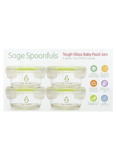 Sage Spoonfuls Sage Spoonfuls, Tough Glass Baby Food Jars, 4 Pack, 7 oz (210 ml) Each  - Image 1