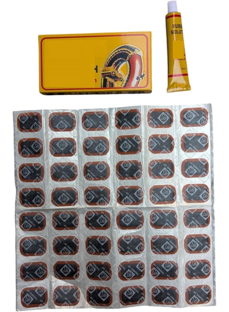 Bicycle Tire Repair Patch Kit – 48 Pieces with Cold Vulcanizing Glue | Quick Fix for Punctures in Tires and Inner Tubes - Image 1