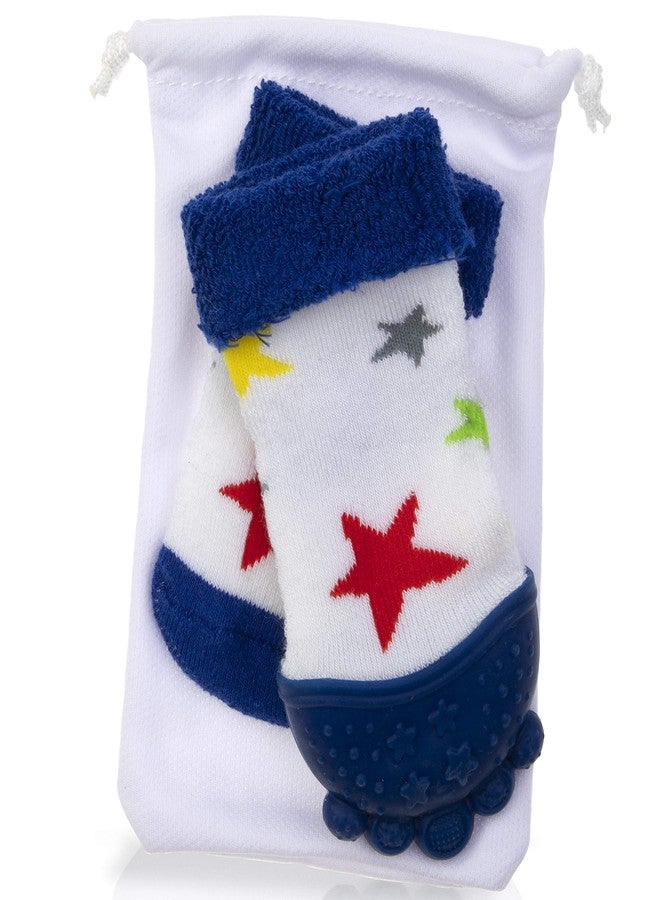 Nuby Soothing Teether Sock, Blue Stars, 5" - Image 2
