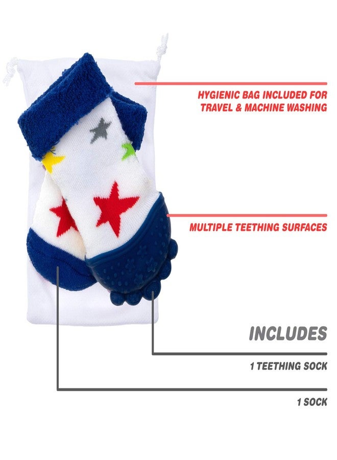 Nuby Soothing Teether Sock, Blue Stars, 5" - Image 4