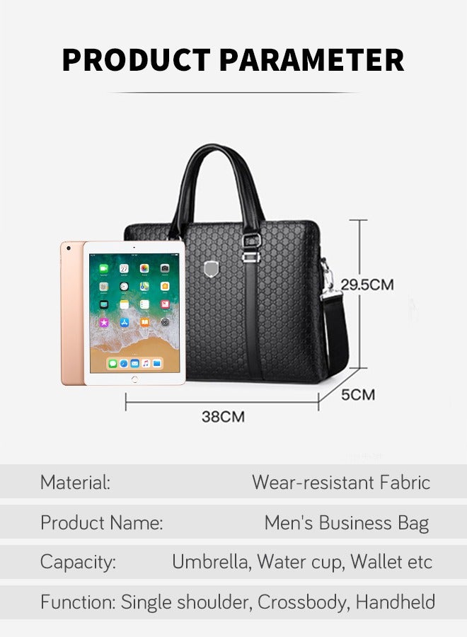 roaiss Classic Briefcase Textured Leather Laptop Messenger Bag for Men Travel Business Black - Image 3