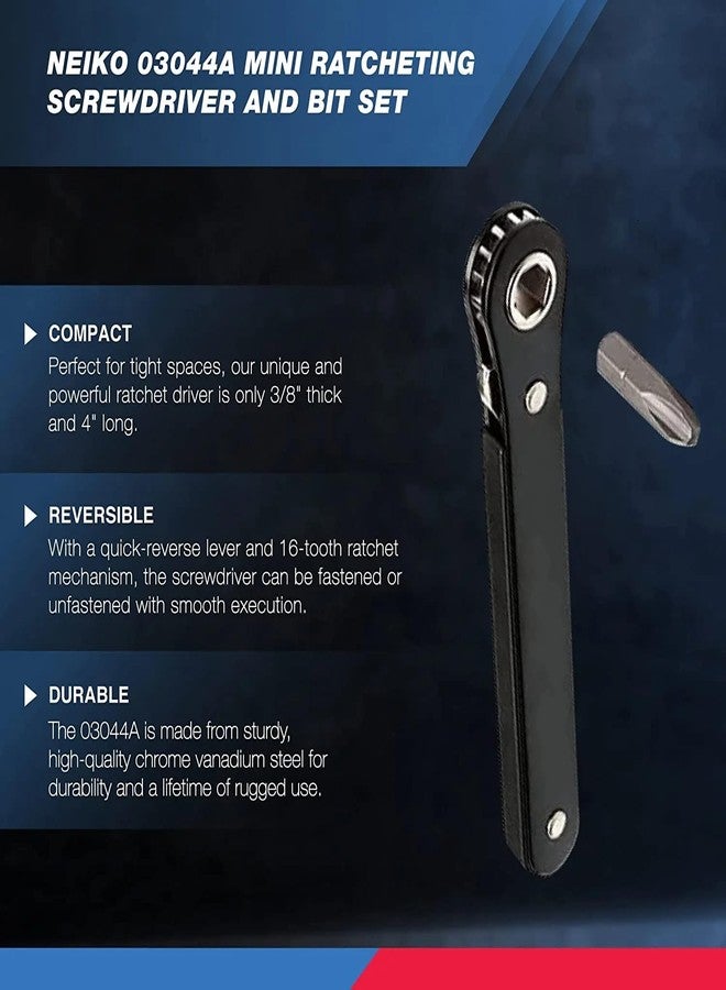 نيكو مجموعة مفكات براغي صغيرة NEIKO 03044A بسقاطة، مقاس 1/4 بوصة، 8 قطع، فولاذ Cr-V، مدى ضيق، مفك براغي بزاوية 90 درجة، تصميم منخفض، ربع دقيق، إزاحة زاوية قائمة، فيليبس قصير، مشقوق، نجمة توركس - Image 2