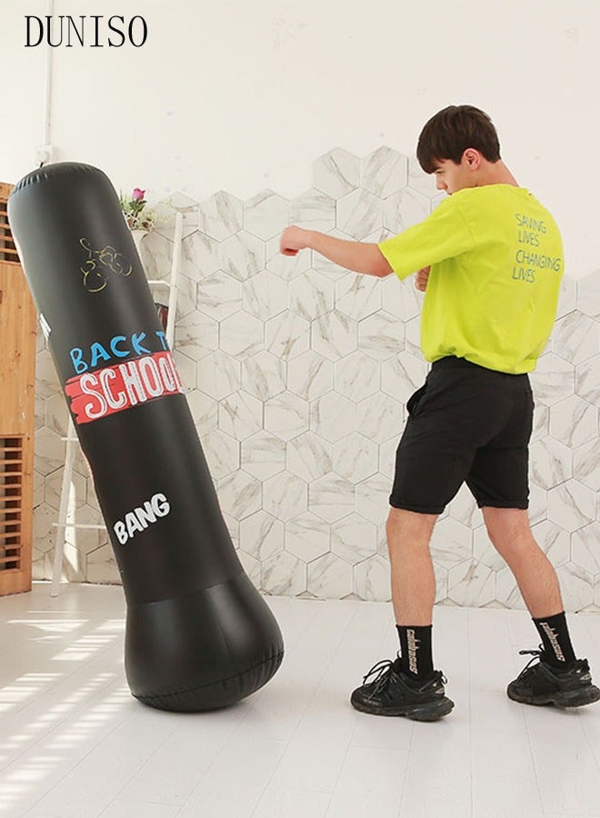 DUNISO Inflatable Boxing Column, 150cm PVC Kids Punching Bag Fitness Inflatable Boxing Bag for Karate, Taekwondo, Decompression Kick Speed Training Games for Kids and Adults - Image 3