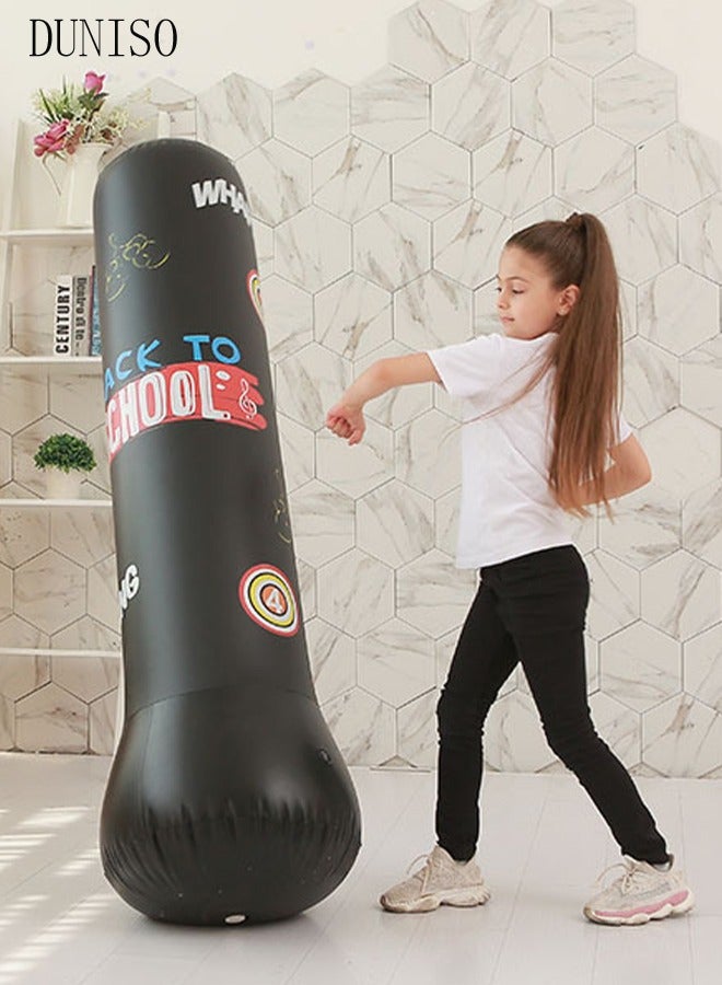 DUNISO Inflatable Boxing Column, 150cm PVC Kids Punching Bag Fitness Inflatable Boxing Bag for Karate, Taekwondo, Decompression Kick Speed Training Games for Kids and Adults - Image 5