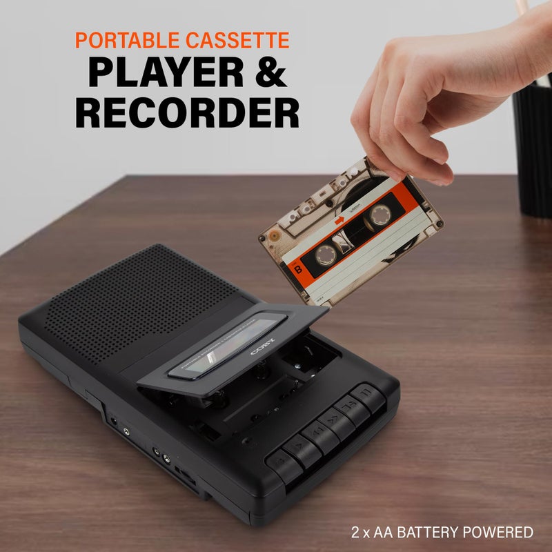 Coby Portable Cassette Tape Player and Tape Cassette Recorder with Built-in Microphone, Built-in Handle, and One-Touch Recording with Automatic Stop (Standard) - Image 4