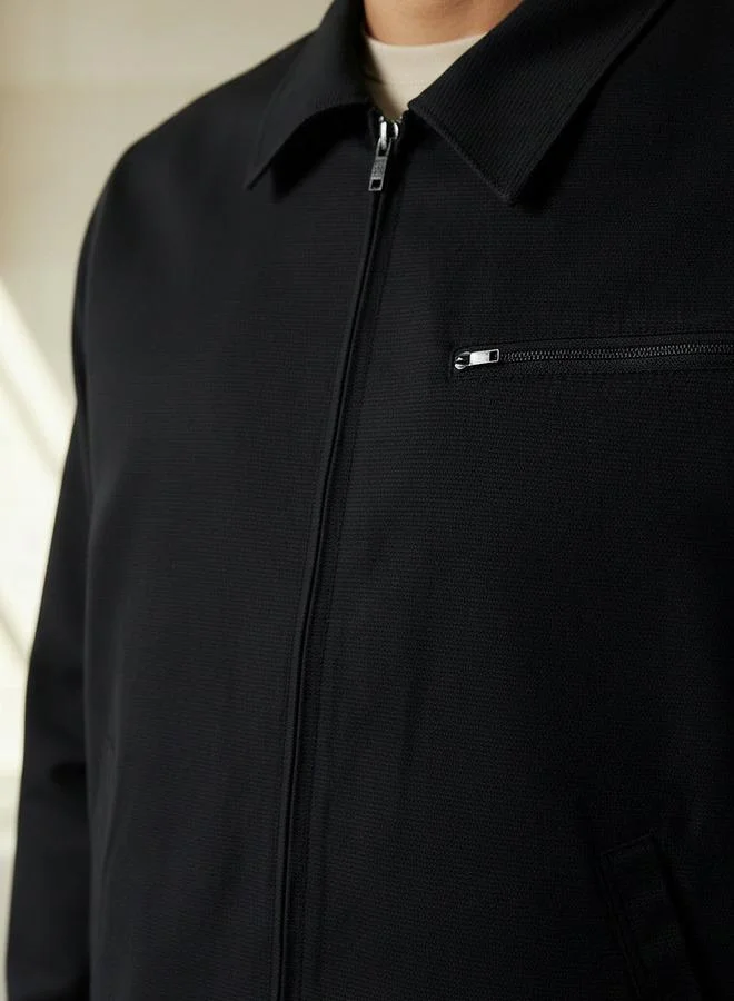 Splash FAV BLACK Men Regular Fit Zip Through Jacket for Men | Best Price UAE