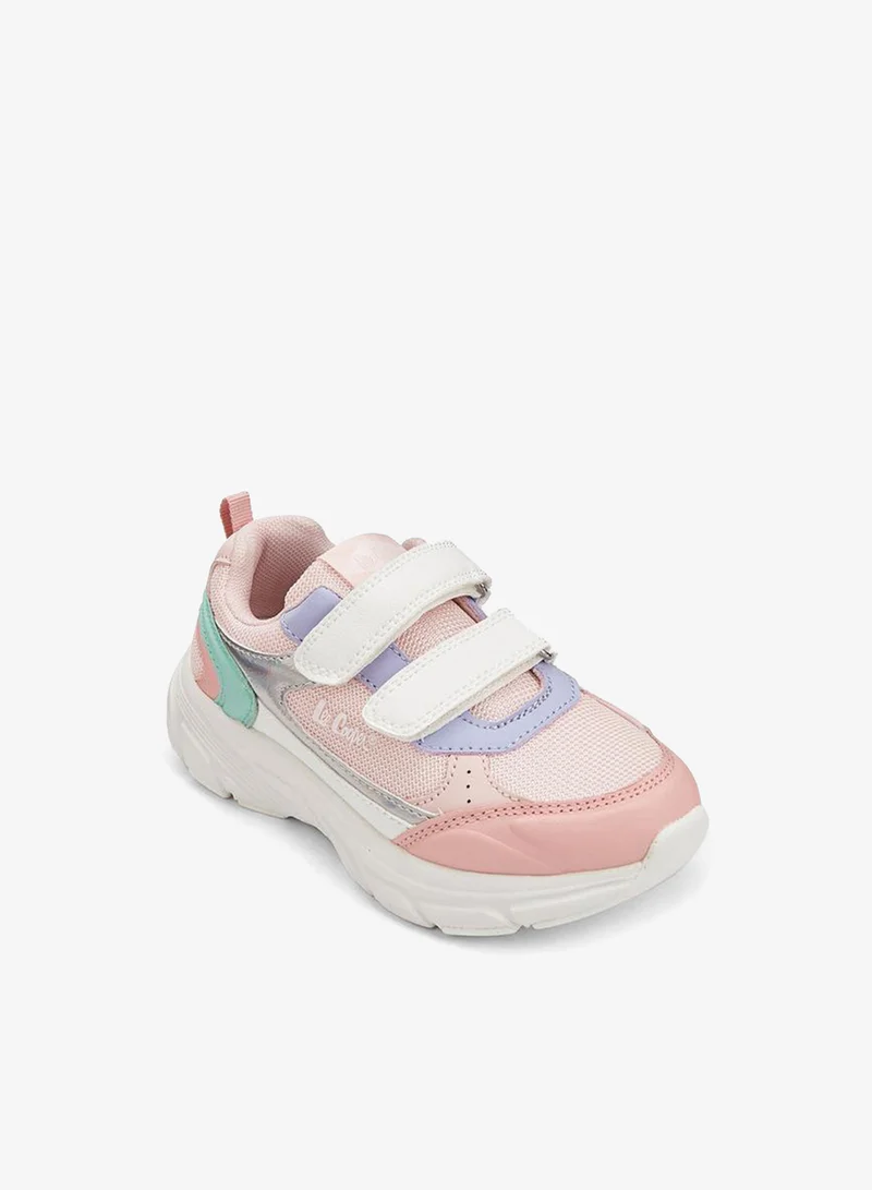 Lee Cooper Girls' Panelled Sneakers with Hook and Loop Closure