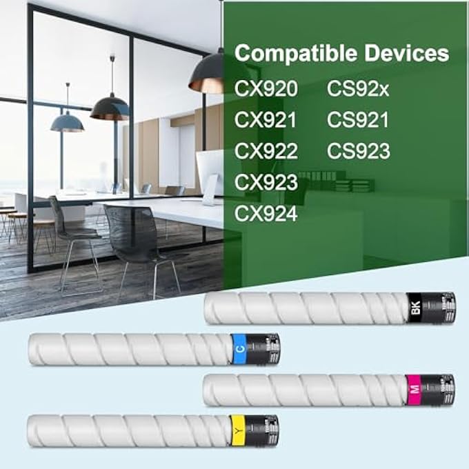 خراطيش حبر CS92X 76C00K0 76C00C0 76C00M0 76C00Y0 (4 عبوات، أسود/سماوي/قرمزي/أصفر) بديل لخراطيش حبر لكسمارك CS92X - Image 2