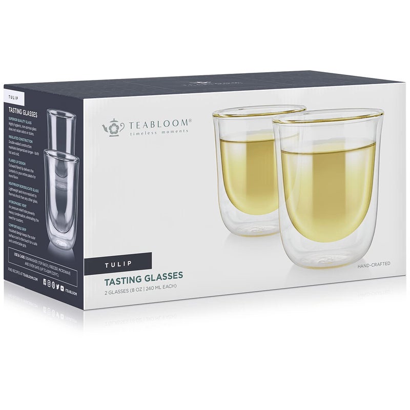 Teabloom Tulip Insulated Glasses for Tea, Coffee and other Beverages - Double Walled Heatproof Glass Maintains Drinks Hot/Cold, 8 oz (Set of Two) - Image 5