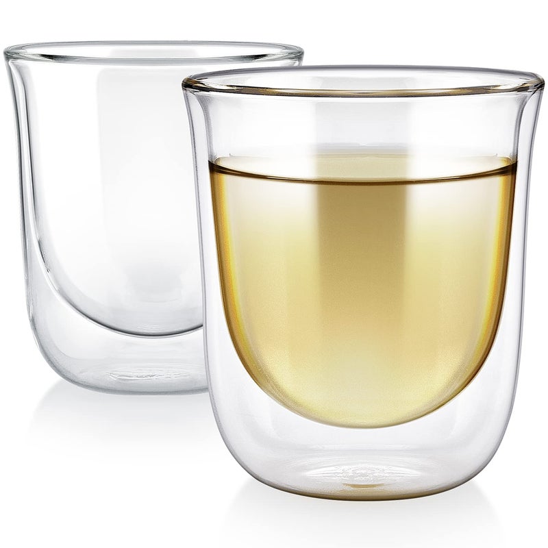 Teabloom Tulip Insulated Glasses for Tea, Coffee and other Beverages - Double Walled Heatproof Glass Maintains Drinks Hot/Cold, 8 oz (Set of Two) - Image 1