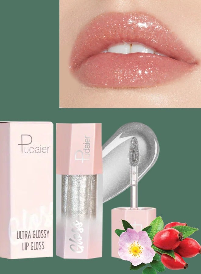 pudaier لمعان شفاه فائق اللمعان زيت شفاه مطفي لؤلؤي لامع أحمر شفاه سائل معدني لامع لمسة لامعة لون مكياج 06 - Image 1