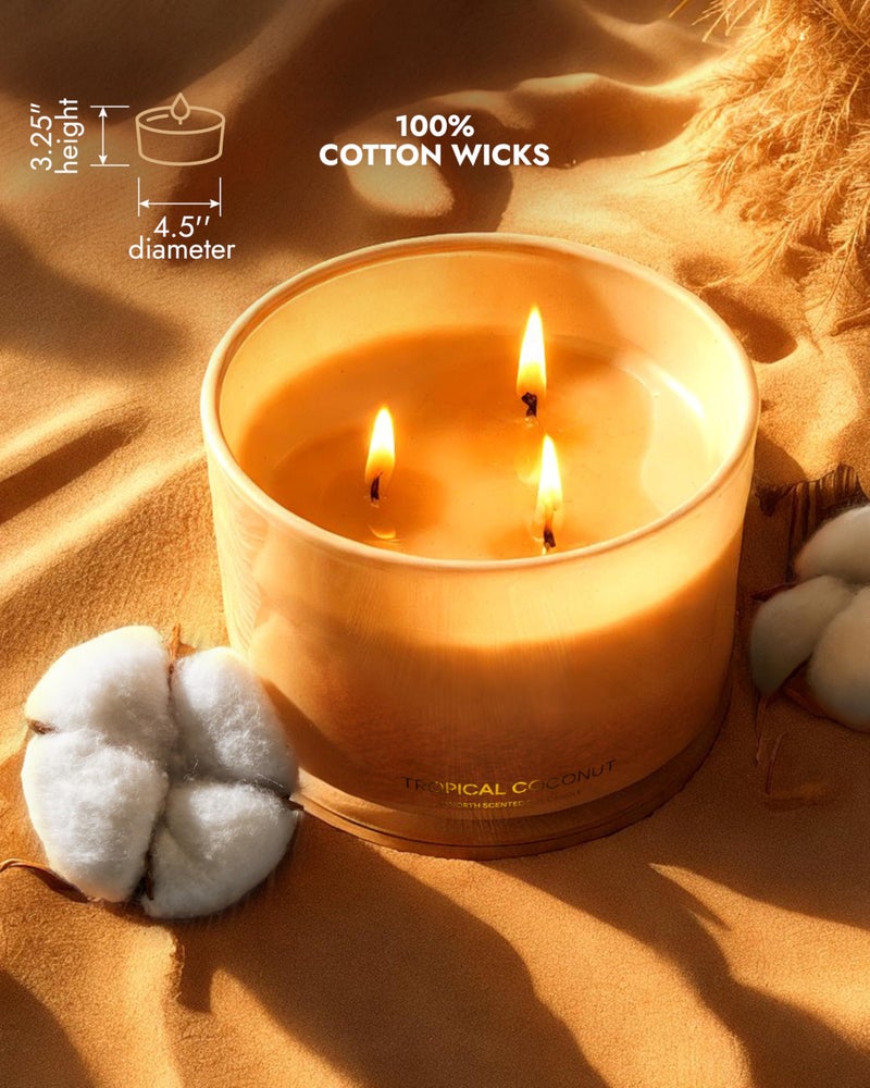 96NORTH Luxury Coconut Soy Candle | Large 3 Wick Jar Candle | Up to 50 Hours Burning Time | Tropical Beach Scented Candles for Home | 100% Natural Soy Wax | Housewarming Gift for Women and Men - Image 5