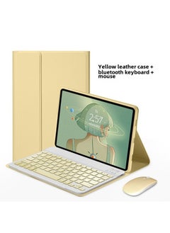 جراب حماية لجهاز iPad من الجيل العاشر مع شفط مغناطيسي وفتحة قلم Pro11 ولوحة مفاتيح وماوس بلوتوث من الجيل التاسع - اللون: أصفر ليموني - جراب جلدي + لوحة مفاتيح + ماوس - الطراز المطبق: iPad Pro 11 بوصة / 2018/20/21/22 عالمي