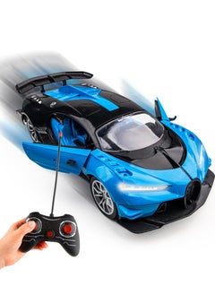 UniTrain Remote Control High Speed Drift Blue Bugatti Car - Rechargeable RC Electric Sport Race Toy Car Realistic Lambo Model Vehicle with Led Lights - Birthday Hobby Gift for Kids  - Image 1