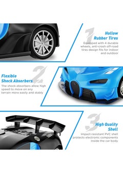 UniTrain Remote Control High Speed Drift Blue Bugatti Car - Rechargeable RC Electric Sport Race Toy Car Realistic Lambo Model Vehicle with Led Lights - Birthday Hobby Gift for Kids  - Image 3