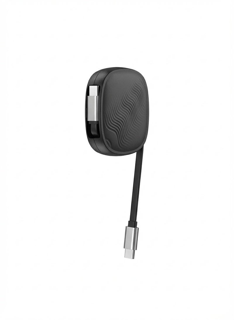 اى او سويت كابل iOsuite USB-C إلى USB-C قابل للسحب بقدرة 60 واط، شحن فائق السرعة، طول 1 متر، تصميم محمول، متوافق مع هواتف أندرويد واللابتوبات والأجهزة اللوحية – أسود - Image 2