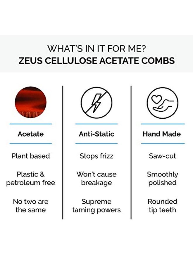 Zeus Large Beard Pick 5.25" Best Smooth Antistatic & Anti Frizz Thick Or Curly Hair Tool Ah11 - Image 4