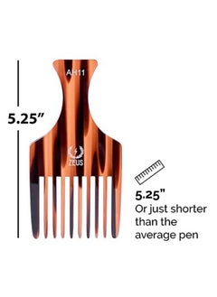 Zeus Large Beard Pick 5.25" Best Smooth Antistatic & Anti Frizz Thick Or Curly Hair Tool Ah11  - Image 5