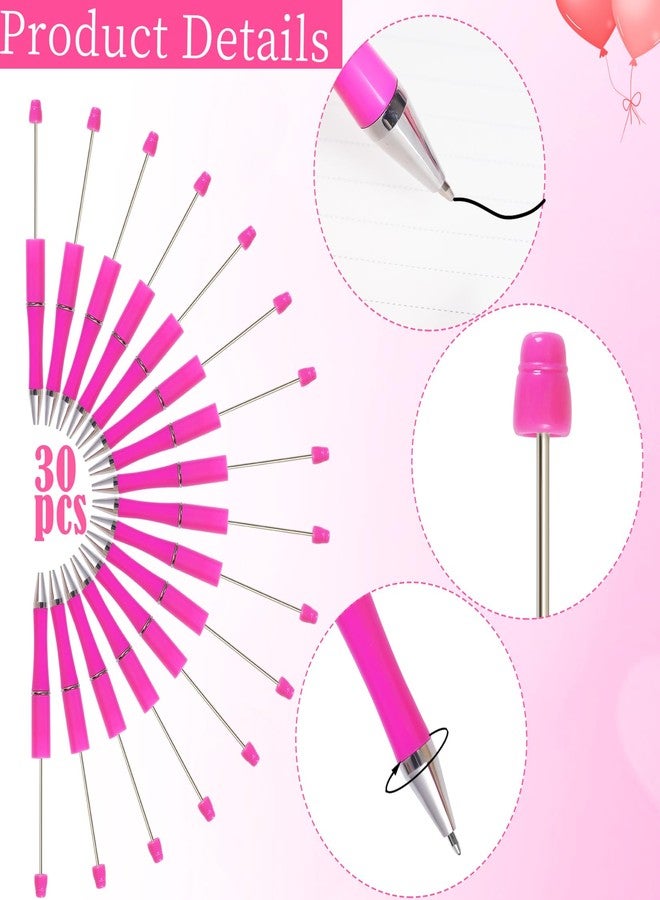jiebor 30Pcs Hot Pink Beadable Pens Plastic Bead Pen Black Ink Ballpoint Pens Diy Pens Cute Cool Pens for Kids Girls Students Teacher Bridal Graduation Gift Office School Supplies - Image 5