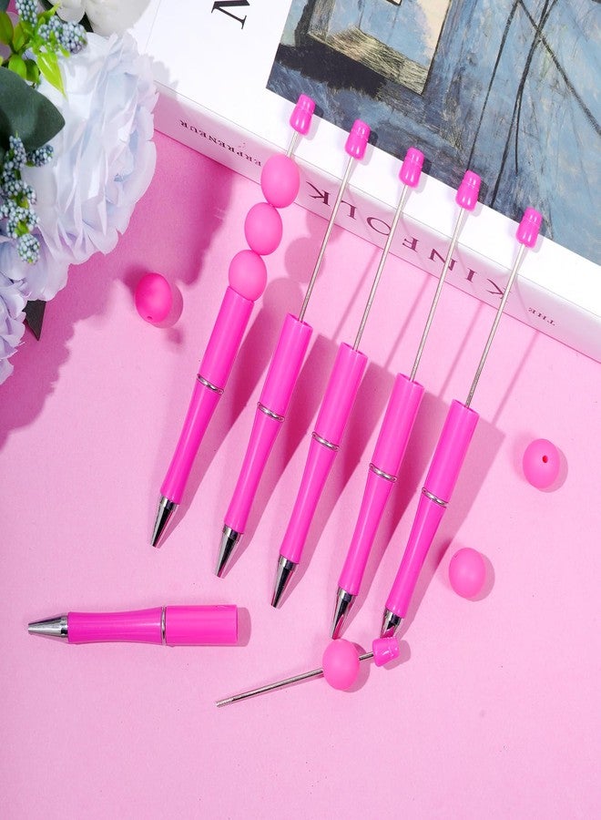 jiebor 30Pcs Hot Pink Beadable Pens Plastic Bead Pen Black Ink Ballpoint Pens Diy Pens Cute Cool Pens for Kids Girls Students Teacher Bridal Graduation Gift Office School Supplies - Image 3