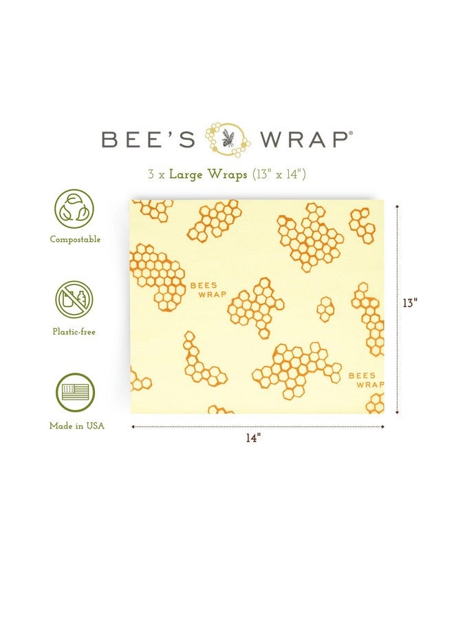 Bee's Wrap Bee's Wrap Beeswax Wraps for Food - Honeycomb Large 3 Pack Made in USA Reusable & Organic Food Wraps, Sandwich Wrap & Bowl Covers - Eco-Friendly Alternative to Aluminum Foil & Plastic Wrap  - Image 2