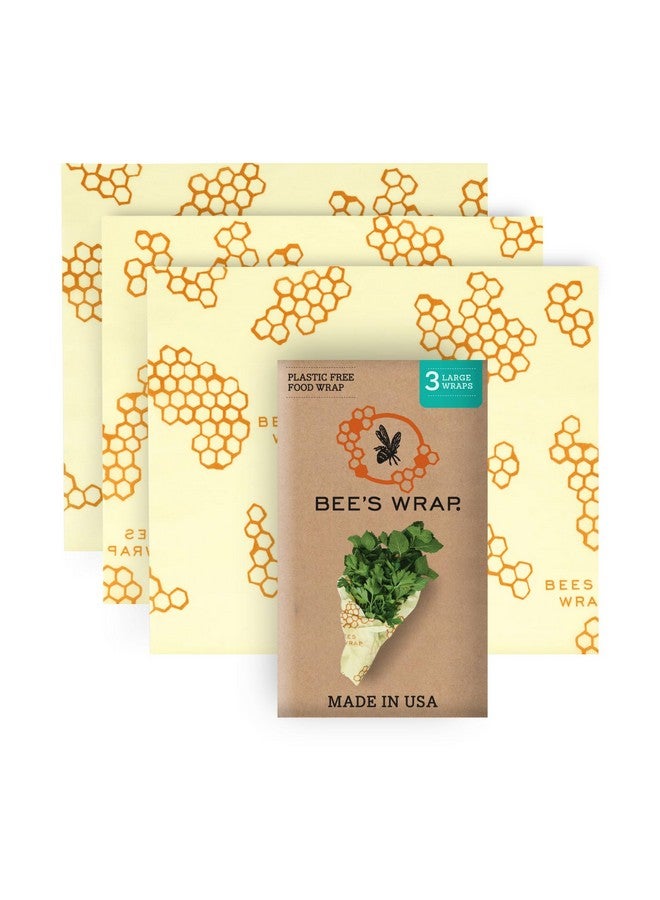 Bee's Wrap Bee's Wrap Beeswax Wraps for Food - Honeycomb Large 3 Pack Made in USA Reusable & Organic Food Wraps, Sandwich Wrap & Bowl Covers - Eco-Friendly Alternative to Aluminum Foil & Plastic Wrap  - Image 1
