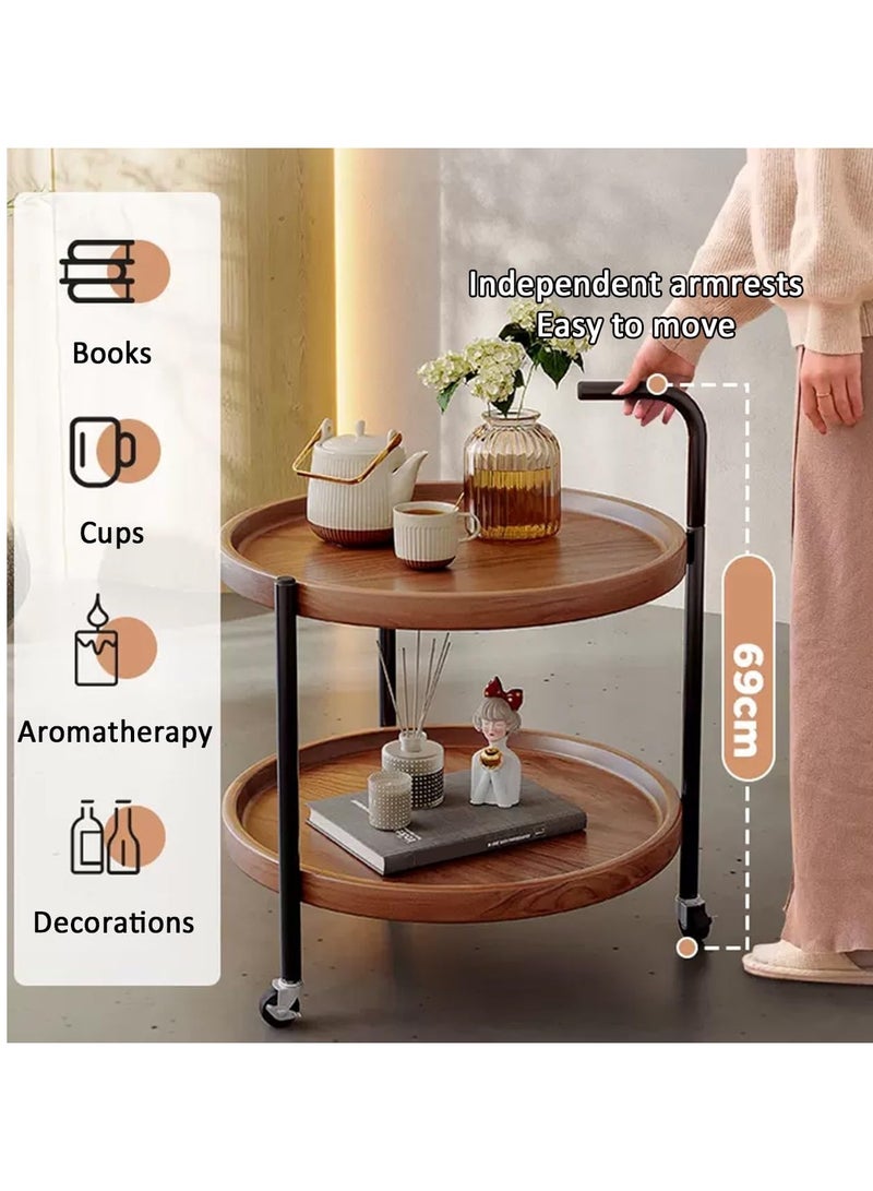DubaiGallery طاولة شاي متحركة بطبقتين كلاسيكية: مثالية لغرفة المعيشة أو غرفة النوم - مصنوعة من خشب صلب وخشب ناعم عالي الجودة مع مادة ألياف فائقة النعومة - Image 4