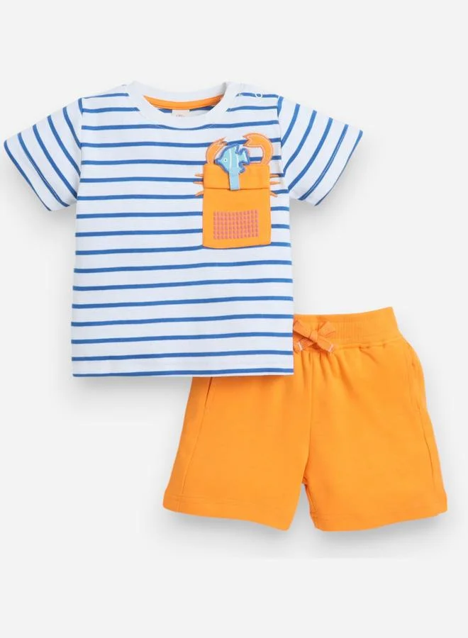 victor and jane Victor And Jane Boys Applique Pocket T-Shirt and Shorts Set