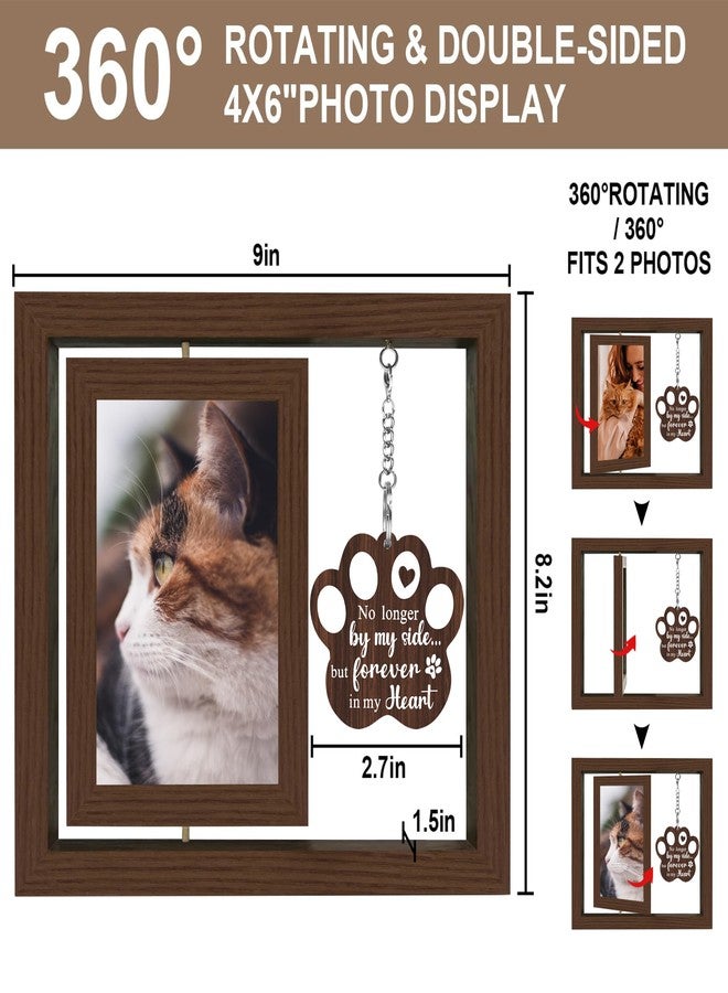 SHOW-YA Cat Memorial Gifts for Loss of Cat - Pet Memorial Gifts Cat,Loss of Cat Sympathy Gift, Cat Passing Away, Pet Remembrance Gift Cat,Rotating Wooden Cat Picture Frame 4x6 Photo - Image 4