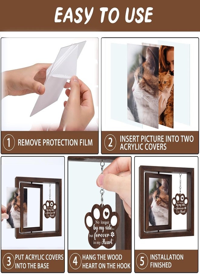 SHOW-YA Cat Memorial Gifts for Loss of Cat - Pet Memorial Gifts Cat,Loss of Cat Sympathy Gift, Cat Passing Away, Pet Remembrance Gift Cat,Rotating Wooden Cat Picture Frame 4x6 Photo - Image 3