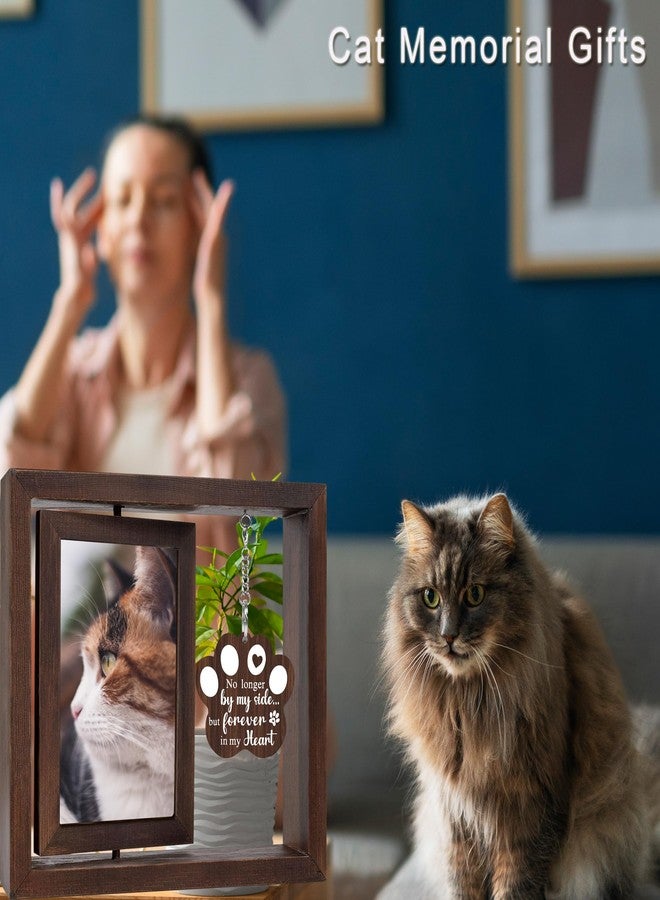 SHOW-YA Cat Memorial Gifts for Loss of Cat - Pet Memorial Gifts Cat,Loss of Cat Sympathy Gift, Cat Passing Away, Pet Remembrance Gift Cat,Rotating Wooden Cat Picture Frame 4x6 Photo - Image 5