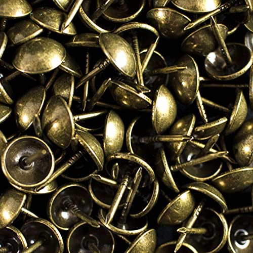 decotacks® 500 PCS Heavy Duty Antique Brass Finish Upholstery Tacks, Sofa Nails, French Natural Thumb Tack,Push Pin, 7/16" Head Dia [Antique Brass, French Natural] DX0511AB500 - Image 1