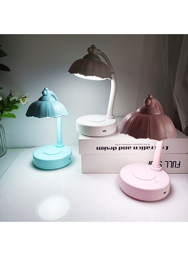 Cute Flower Shape Mini Eye Protection Table Lamp Children's Handmade DIY Main Body USB Rechargeable Student Night Light-Color:Pink - Image 2