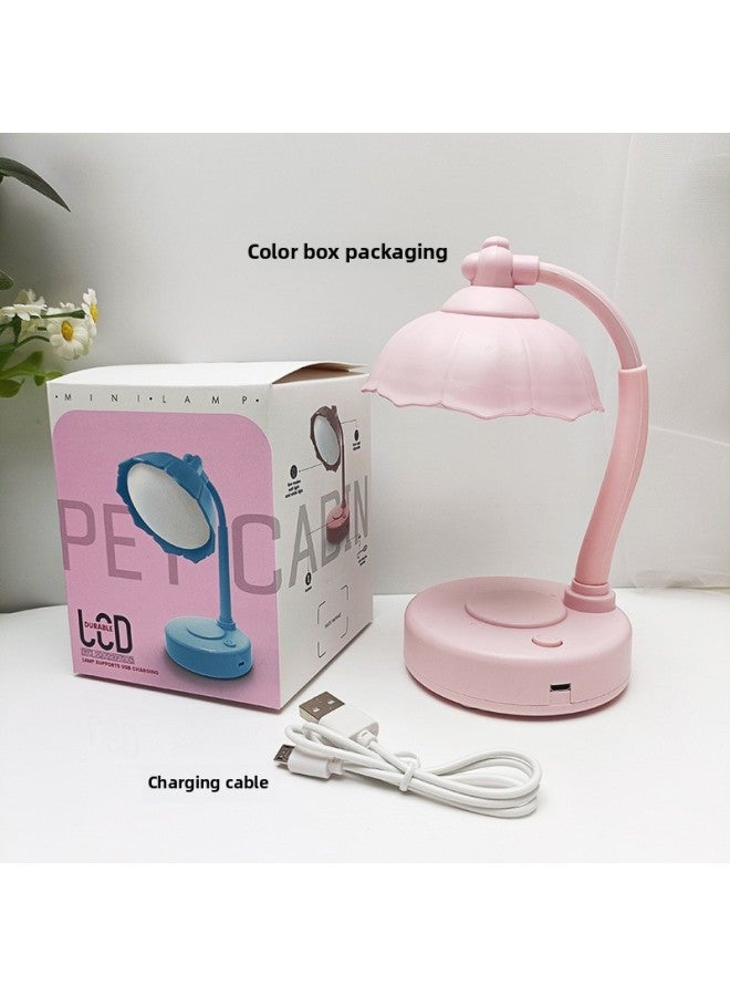 Cute Flower Shape Mini Eye Protection Table Lamp Children's Handmade DIY Main Body USB Rechargeable Student Night Light-Color:Pink - Image 5