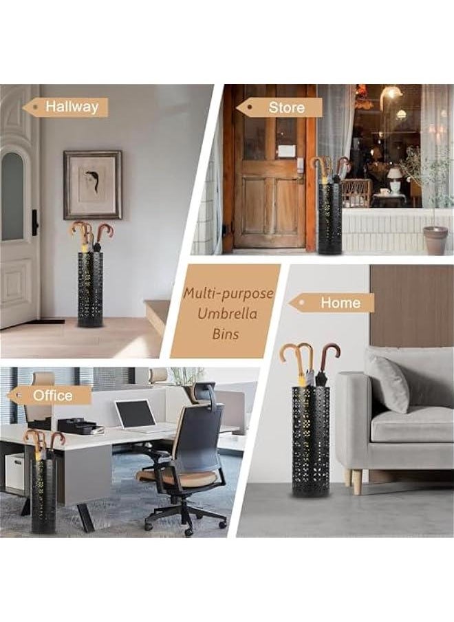 Generic - Metal Umbrella Holder, Round Umbrella Stand Rack, Decorative Umbrella Holder Bin, Freestanding Umbrella Holder Umbrella Basket Holder Stand Umbrella Storage Rack for Home Entryway Office Hotel 42×15 - Image 1