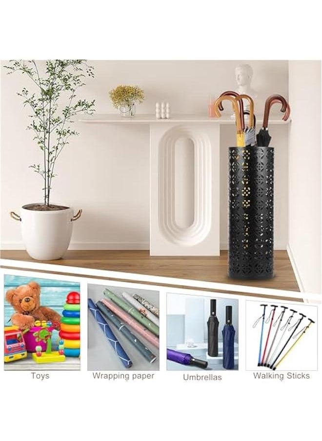 Generic - Metal Umbrella Holder, Round Umbrella Stand Rack, Decorative Umbrella Holder Bin, Freestanding Umbrella Holder Umbrella Basket Holder Stand Umbrella Storage Rack for Home Entryway Office Hotel 42×15 - Image 1
