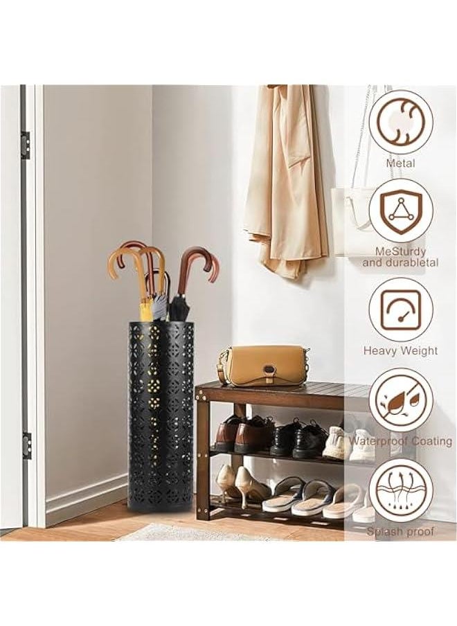 Generic - Metal Umbrella Holder, Round Umbrella Stand Rack, Decorative Umbrella Holder Bin, Freestanding Umbrella Holder Umbrella Basket Holder Stand Umbrella Storage Rack for Home Entryway Office Hotel 42×15 - Image 1