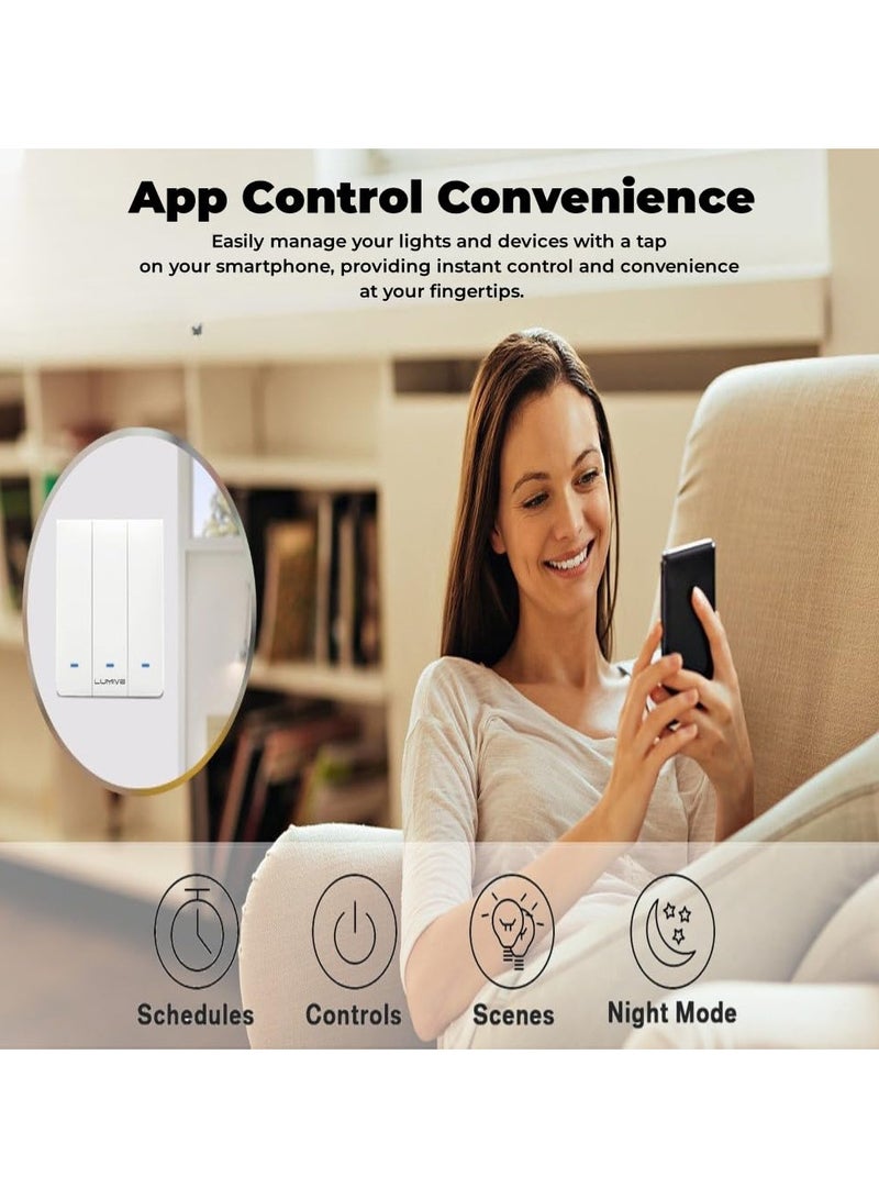 Lumive Smart Light Switch, 600W WiFi Switch with Voice Control, Timing and APP Control, Compatible with Alexa(Smart Switch (3G)(Push Button))