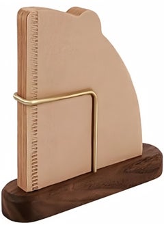 KEVIN Walnut Base Coffee Filter Holder Pure Brass Coffee Filter Paper Storage Rack Filter Paper Container Stand Suitable For V60 And Fan Shape And Flat-Bottomed Pour Over Filter Paper  - Image 2