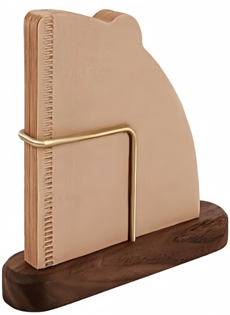 KEVIN - Walnut Base Coffee Filter Holder Pure Brass Coffee Filter Paper Storage Rack Filter Paper Container Stand Suitable For V60 And Fan Shape And Flat-Bottomed Pour Over Filter Paper - Image 1