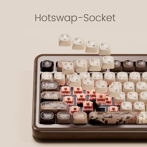 Akko MU02 Mechanical Keyboard with Walnut Wooden Case 75 RGB 24G WirelessBluetoothWired HotSwappable Gaming Keyboard with PBT DyeSub Keycaps for Mac Win Mountain Seclusion Rosewood Switch - Image 3