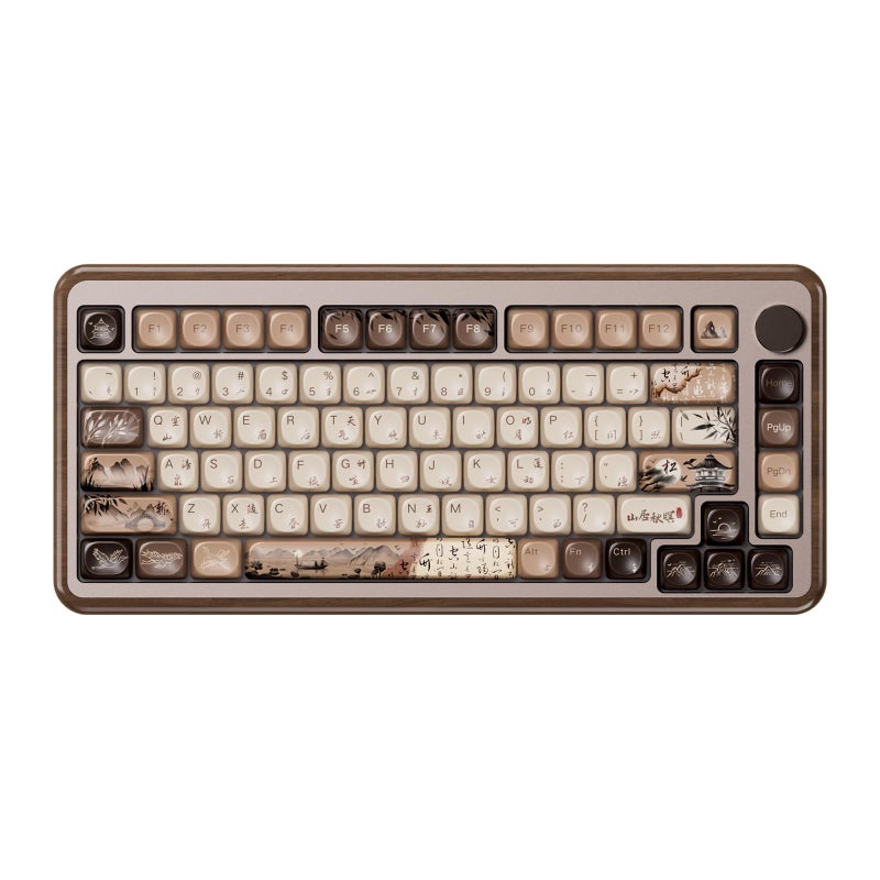 Akko MU02 Mechanical Keyboard with Walnut Wooden Case 75 RGB 24G WirelessBluetoothWired HotSwappable Gaming Keyboard with PBT DyeSub Keycaps for Mac Win Mountain Seclusion Rosewood Switch - Image 2