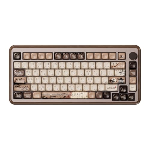 Akko MU02 Mechanical Keyboard with Walnut Wooden Case 75 RGB 24G WirelessBluetoothWired HotSwappable Gaming Keyboard with PBT DyeSub Keycaps for Mac Win Mountain Seclusion Rosewood Switch - Image 1